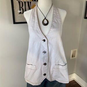 Princess Polly/Lioness White Denim Backless Top